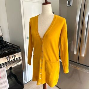 ModCloth Mustard Yellow Soft And Stretchy V-Neck Buttoned Front Cardigan Top